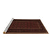 Sideview of Machine Washable Abstract Brown Contemporary Rug, wshcon1541brn