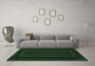 Machine Washable Abstract Emerald Green Contemporary Area Rugs in a Living Room,, wshcon1541emgrn