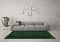 Machine Washable Abstract Emerald Green Contemporary Rug, wshcon1541emgrn
