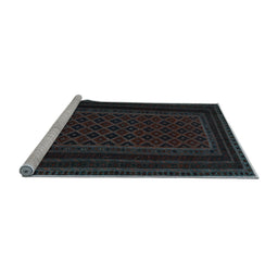 Sideview of Machine Washable Abstract Light Blue Contemporary Rug, wshcon1541lblu