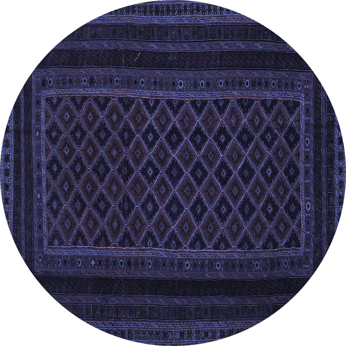 Round Abstract Blue Contemporary Rug, con1541blu