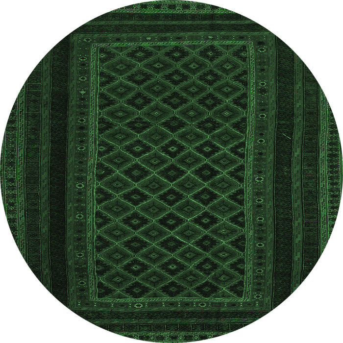 Round Abstract Emerald Green Contemporary Rug, con1541emgrn
