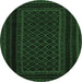 Round Abstract Emerald Green Contemporary Rug, con1541emgrn