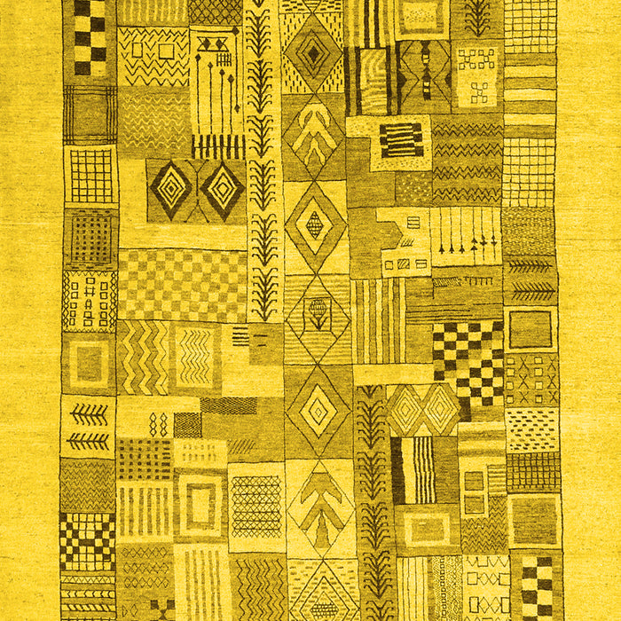 Abstract Yellow Contemporary Rug, con1542yw