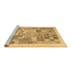 Sideview of Machine Washable Abstract Brown Contemporary Rug, wshcon1542brn