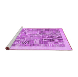 Sideview of Machine Washable Abstract Purple Contemporary Area Rugs, wshcon1542pur