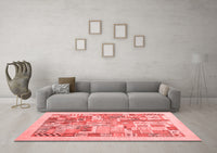 Machine Washable Abstract Red Contemporary Rug, wshcon1542red