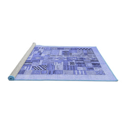 Sideview of Machine Washable Abstract Blue Contemporary Rug, wshcon1542blu