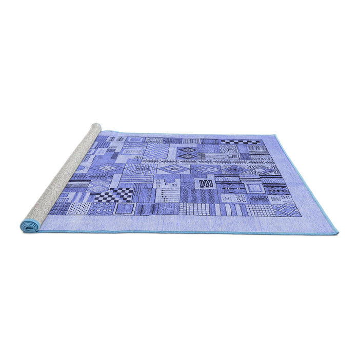 Sideview of Machine Washable Abstract Blue Contemporary Rug, wshcon1542blu
