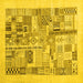 Square Abstract Yellow Contemporary Rug, con1542yw