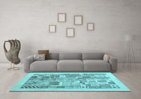 Machine Washable Abstract Light Blue Contemporary Rug, wshcon1542lblu