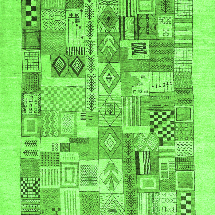 Serging Thickness of Machine Washable Abstract Green Contemporary Area Rugs, wshcon1542grn