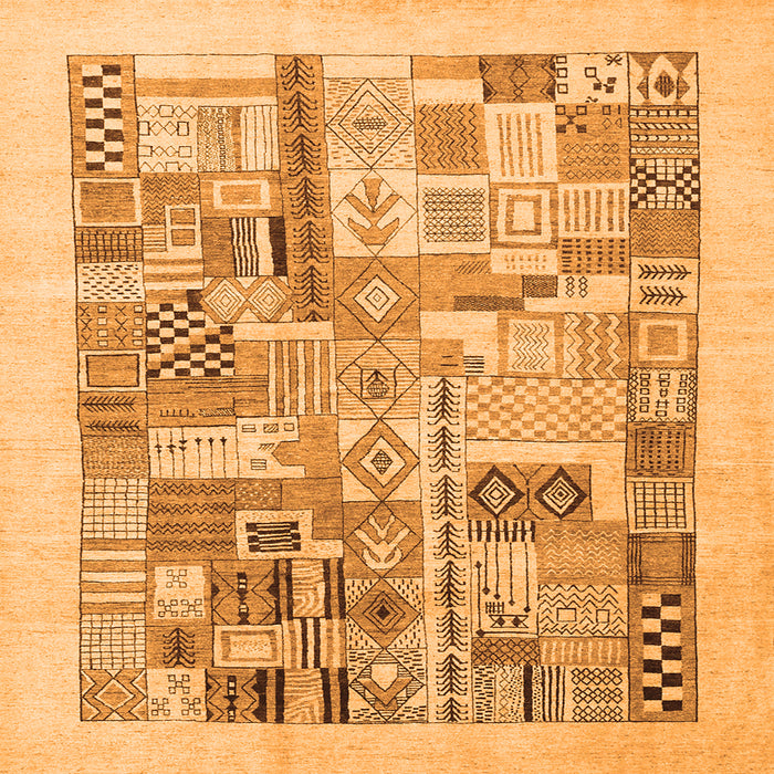 Round Machine Washable Abstract Orange Contemporary Area Rugs, wshcon1542org