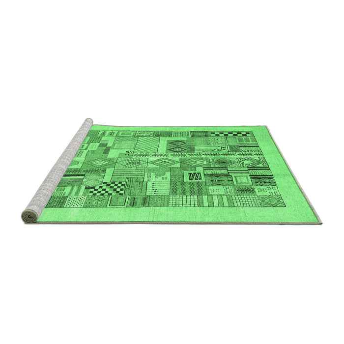 Sideview of Machine Washable Abstract Emerald Green Contemporary Area Rugs, wshcon1542emgrn