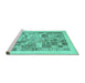 Sideview of Machine Washable Abstract Turquoise Contemporary Area Rugs, wshcon1542turq