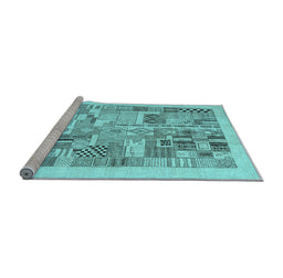 Sideview of Machine Washable Abstract Light Blue Contemporary Rug, wshcon1542lblu