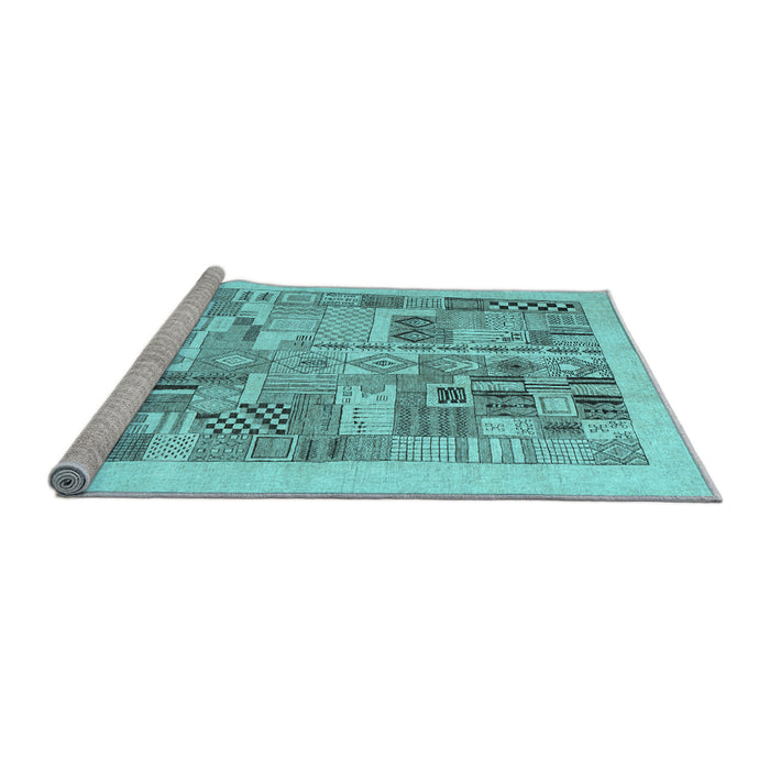 Sideview of Machine Washable Abstract Light Blue Contemporary Rug, wshcon1542lblu