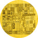 Round Abstract Yellow Contemporary Rug, con1542yw