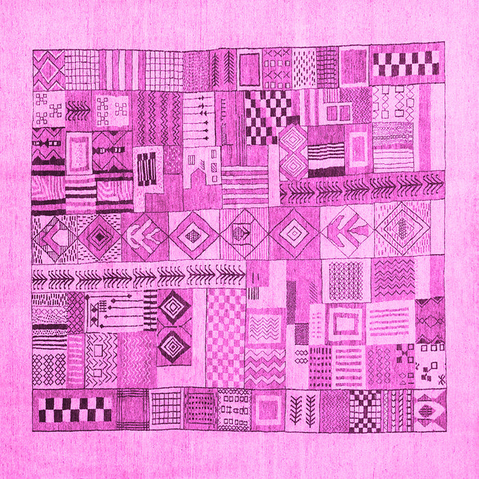 Square Abstract Pink Contemporary Rug, con1542pnk