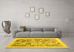 Machine Washable Abstract Yellow Contemporary Rug in a Living Room, wshcon1542yw