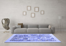 Machine Washable Abstract Blue Contemporary Rug in a Living Room, wshcon1542blu