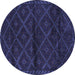 Round Machine Washable Abstract Blue Contemporary Rug, wshcon1543blu