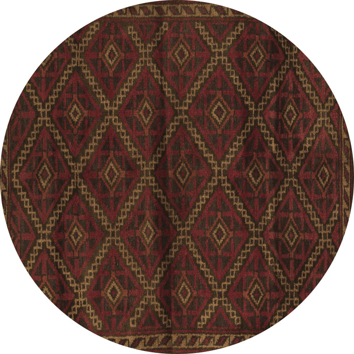 Round Abstract Brown Contemporary Rug, con1543brn