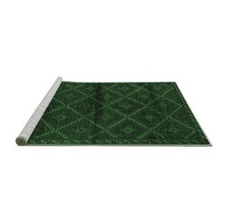 Sideview of Machine Washable Abstract Emerald Green Contemporary Area Rugs, wshcon1543emgrn