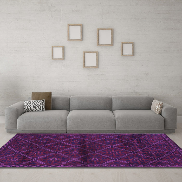 Machine Washable Abstract Purple Contemporary Area Rugs in a Living Room, wshcon1543pur
