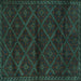 Square Machine Washable Abstract Turquoise Contemporary Area Rugs, wshcon1543turq