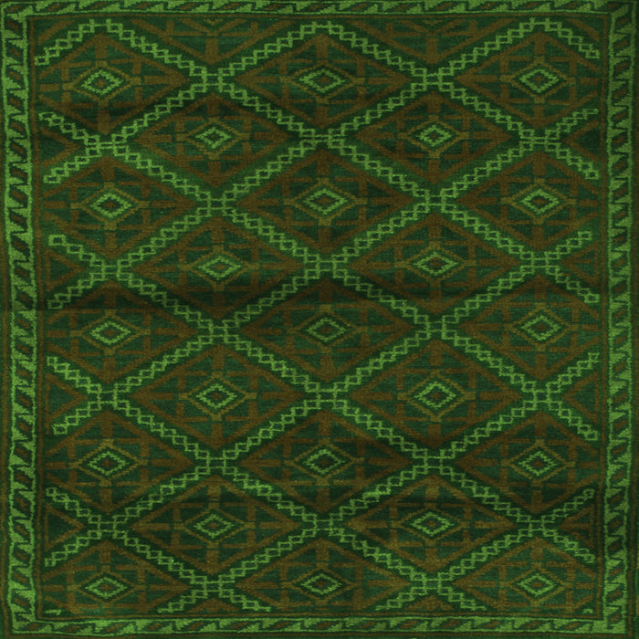 Round Machine Washable Abstract Green Contemporary Area Rugs, wshcon1543grn