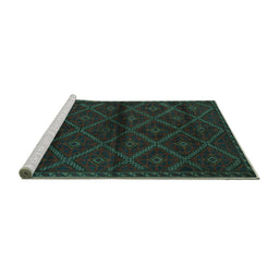 Sideview of Machine Washable Abstract Turquoise Contemporary Area Rugs, wshcon1543turq
