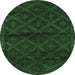 Round Abstract Emerald Green Contemporary Rug, con1543emgrn