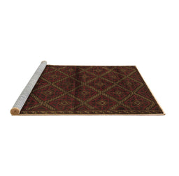 Sideview of Machine Washable Abstract Brown Contemporary Rug, wshcon1543brn