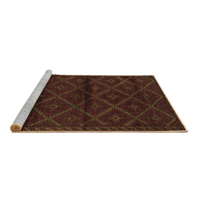 Sideview of Machine Washable Abstract Brown Contemporary Rug, wshcon1543brn