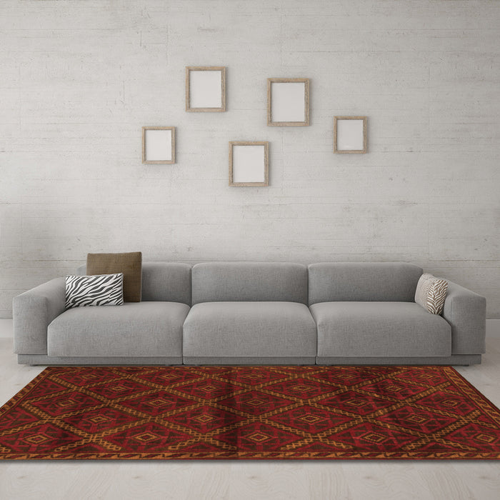 Machine Washable Abstract Orange Contemporary Area Rugs in a Living Room, wshcon1543org