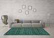 Machine Washable Abstract Turquoise Contemporary Area Rugs in a Living Room,, wshcon1544turq