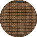 Round Abstract Brown Contemporary Rug, con1544brn