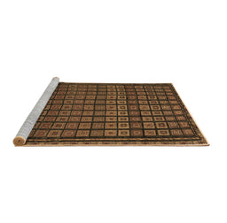 Sideview of Machine Washable Abstract Brown Contemporary Rug, wshcon1544brn