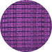 Round Abstract Purple Contemporary Rug, con1544pur