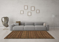 Machine Washable Abstract Brown Contemporary Rug, wshcon1544brn