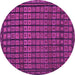 Round Machine Washable Abstract Pink Contemporary Rug, wshcon1544pnk