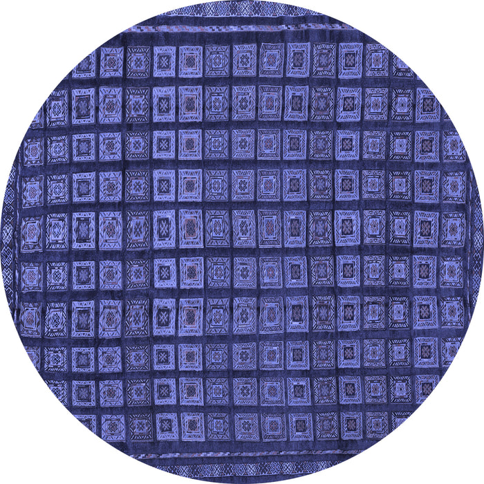 Round Abstract Blue Contemporary Rug, con1544blu