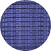 Round Abstract Blue Contemporary Rug, con1544blu