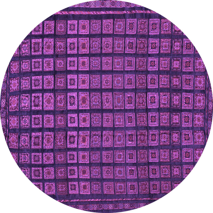 Round Machine Washable Abstract Purple Contemporary Area Rugs, wshcon1544pur