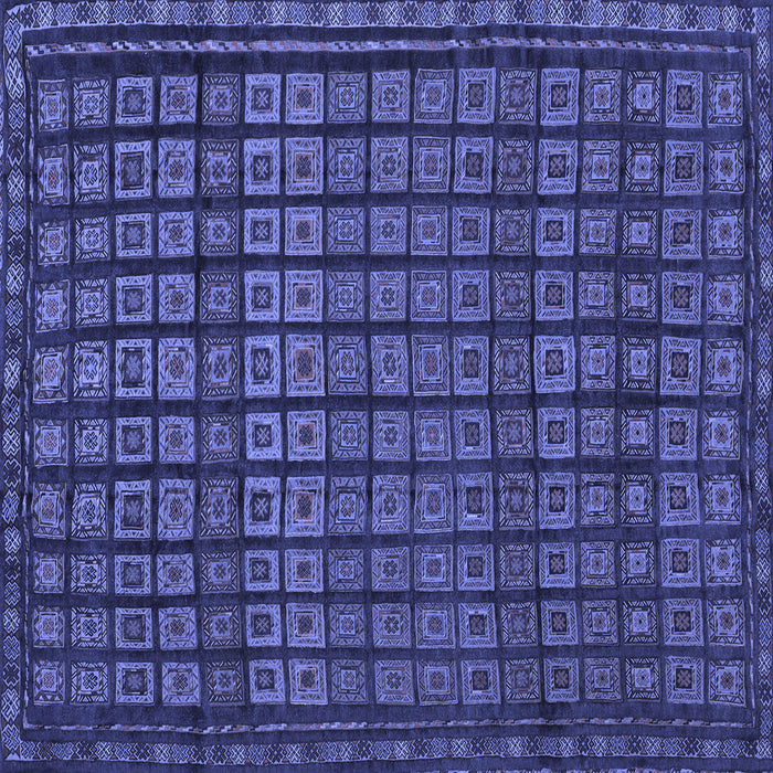 Square Abstract Blue Contemporary Rug, con1544blu