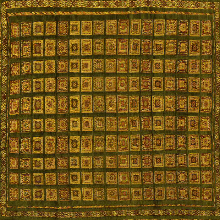 Square Machine Washable Abstract Yellow Contemporary Rug, wshcon1544yw