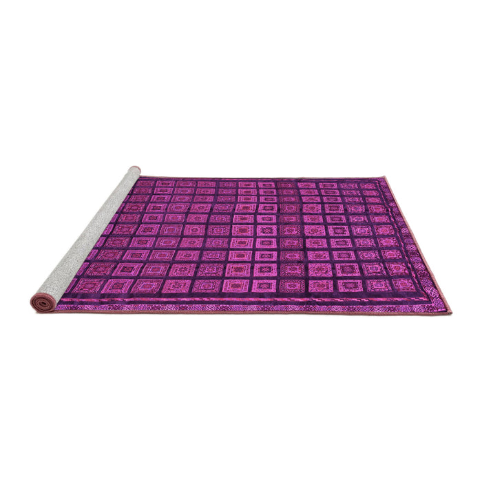 Sideview of Machine Washable Abstract Pink Contemporary Rug, wshcon1544pnk