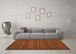 Machine Washable Abstract Orange Contemporary Area Rugs in a Living Room, wshcon1544org
