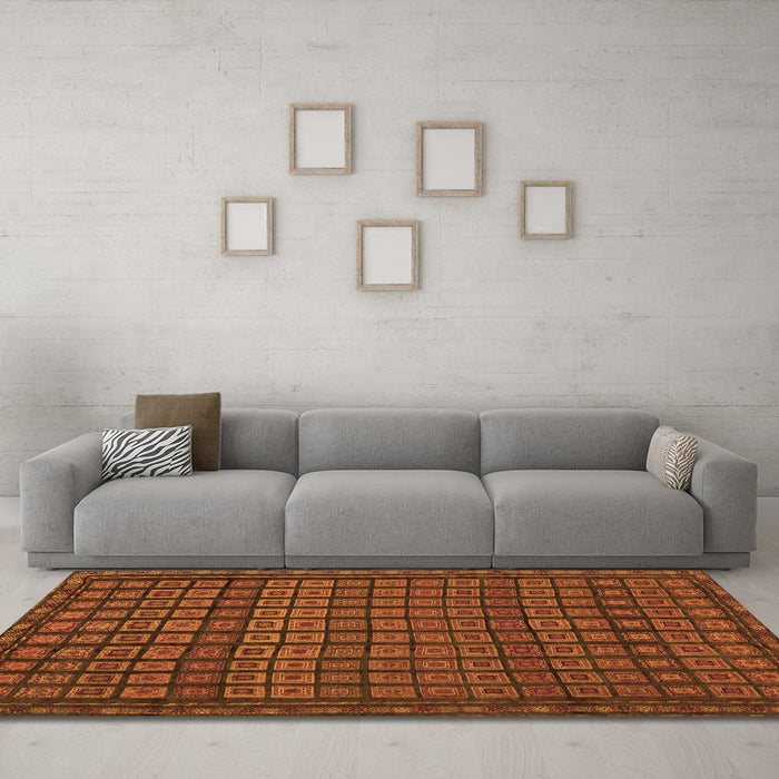 Machine Washable Abstract Orange Contemporary Area Rugs in a Living Room, wshcon1544org
